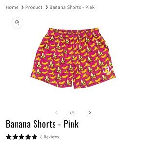 Banana Print Kids Shorts - Pink